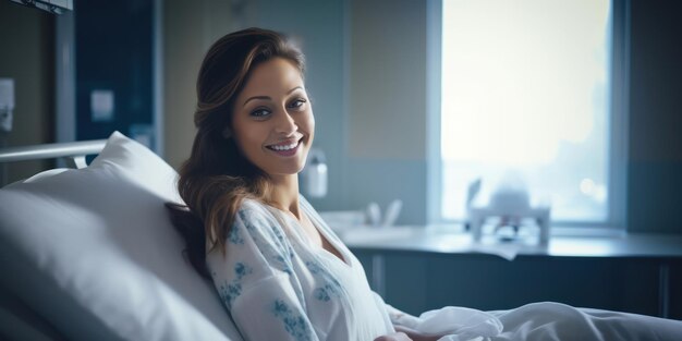 Photo mother to be resting comfortably in hospital room