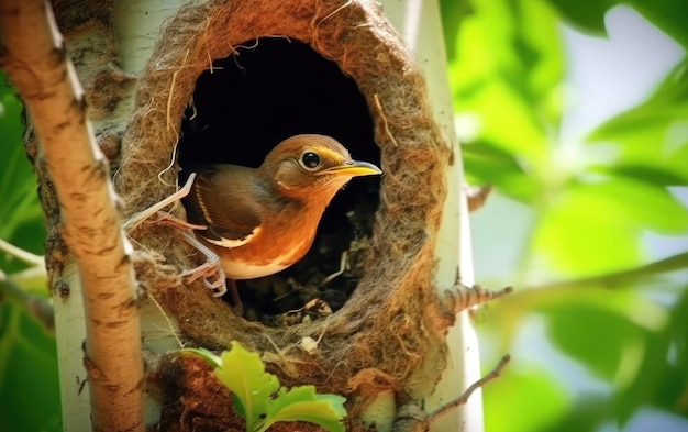 赤ちゃんに餌を与える母鳥