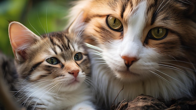 Mother Cat Licking Kitten