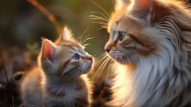 Mother Cat Licking Kitten