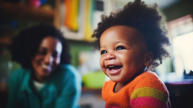 Mother and child having fun together