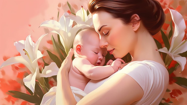 A Mother and Child in a Heartwarming Painting