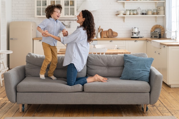 Mother and child laughing and having fun