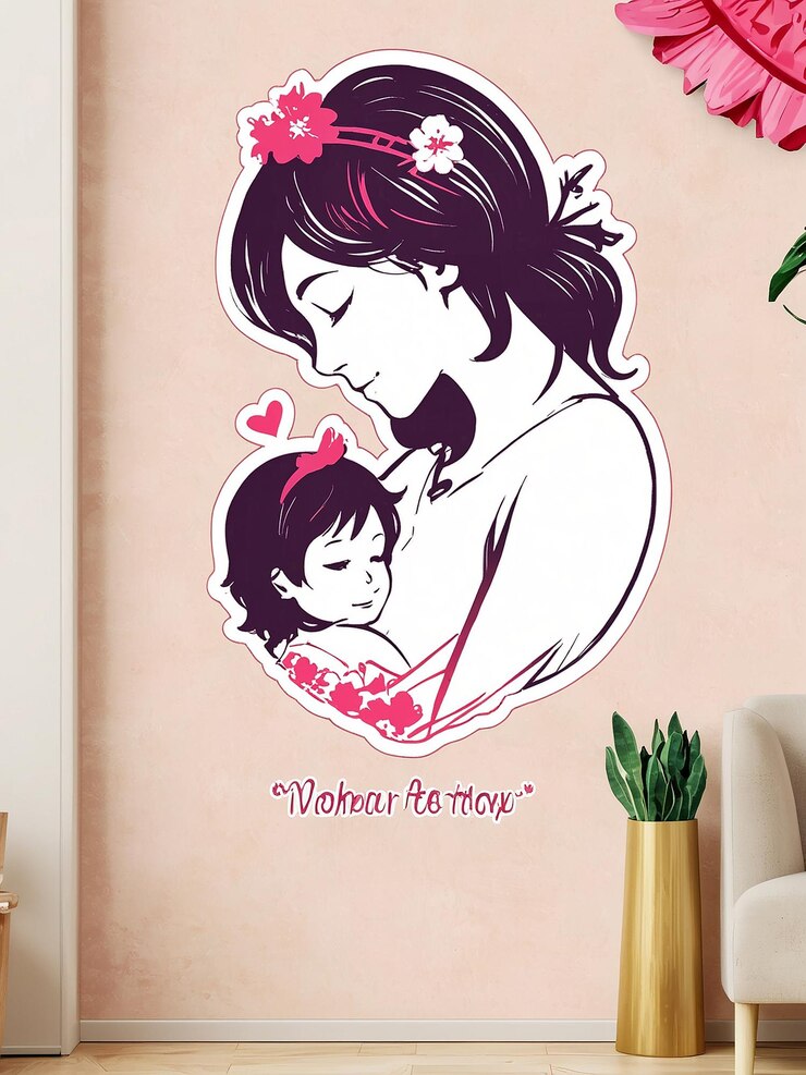 फोटो mother and child sticker clipart design represent mothers day celebration