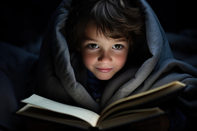 Mother and children in a blanket fort with flashlights beautiful book images