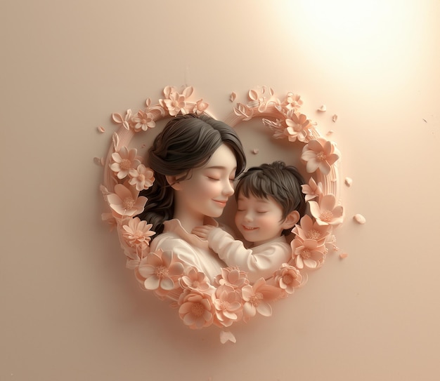 a mother and daughter are in a heart shaped frame