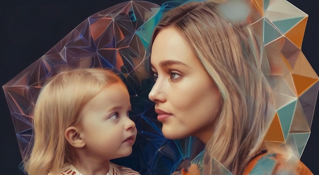 a mother and daughter are looking at the camera