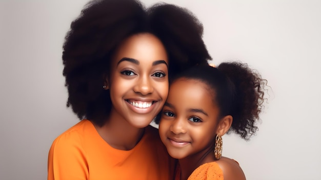 A mother and daughter are smiling and hugging.