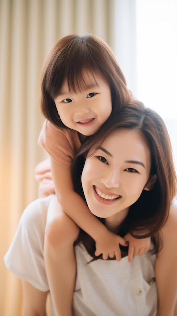 Photo a mother and daughter are smiling and the picture is taken