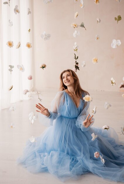 mother and daughter in blue dresses