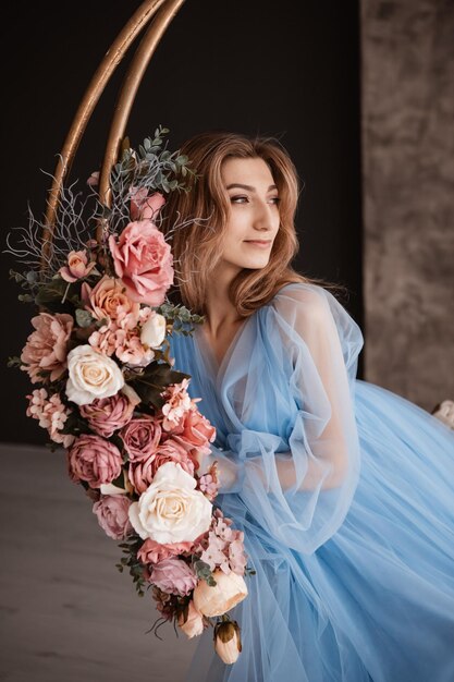 Foto madre e figlia in abiti blu