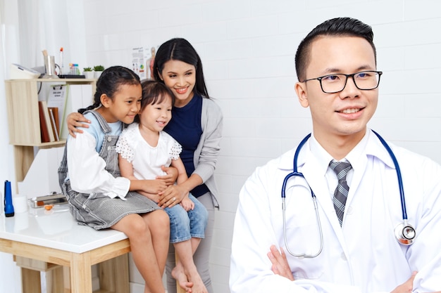 Mother and daughter come doctor.