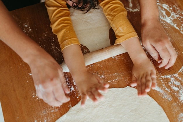 mother and daughter cooking