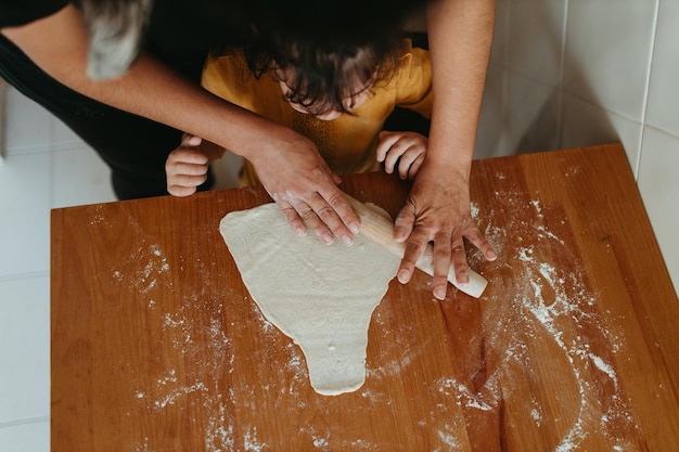 Mother and daughter cooking