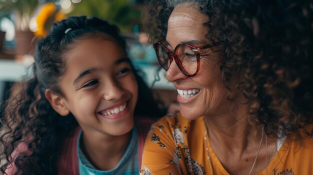 Photo a mother and daughter create a playlist together blending their favorite songs and discovering new