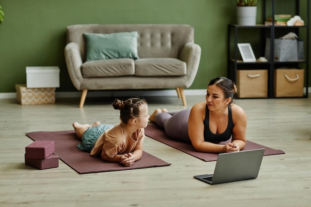 Mother and Daughter doing Fitness