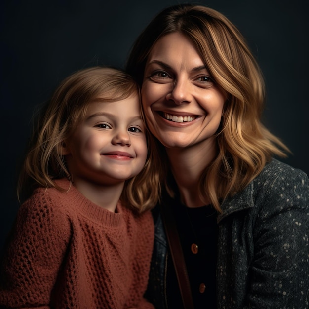 Mother and Daughter Family Portrait Indoors