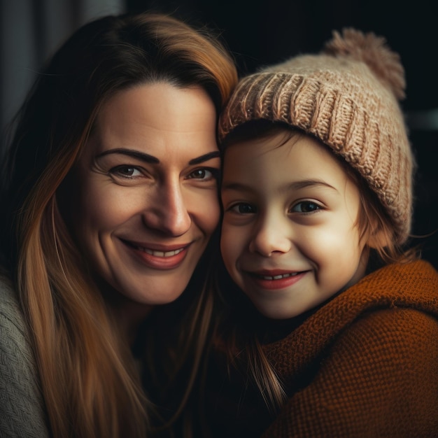 Mother and Daughter Family Portrait Indoors