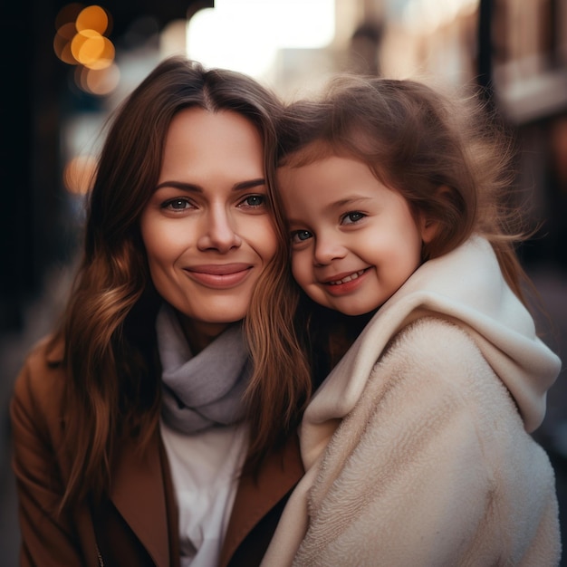 Mother and Daughter Family Portrait Outdoors