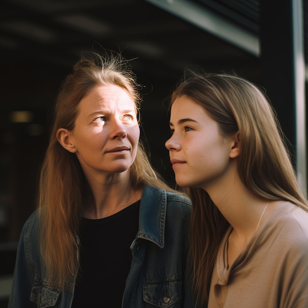 Mother and Daughter Family Portrait Outdoors