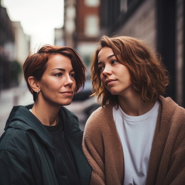 Mother and Daughter Family Portrait Outdoors