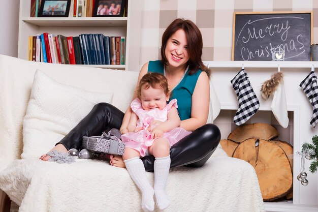 Mother and daughter happy Christmas