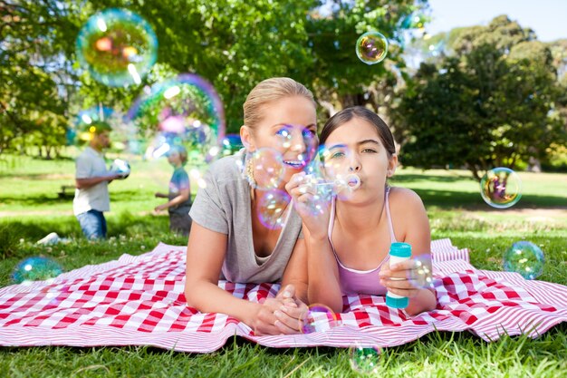 Mother and daughter having fun