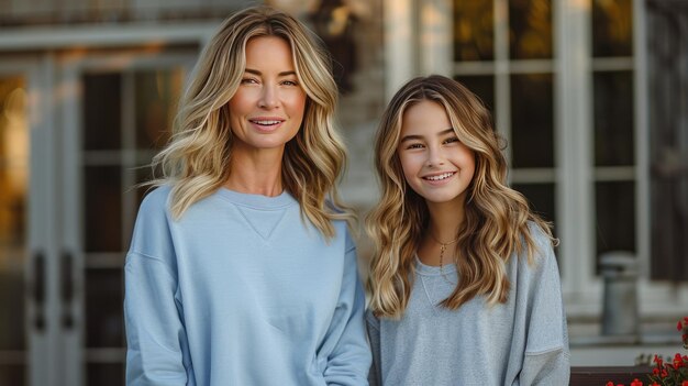 Foto madre e figlia a casa