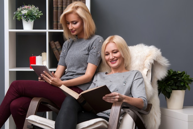 Mother and daughter at home