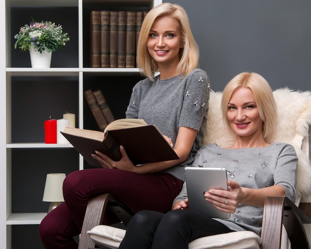 Mother and daughter at home