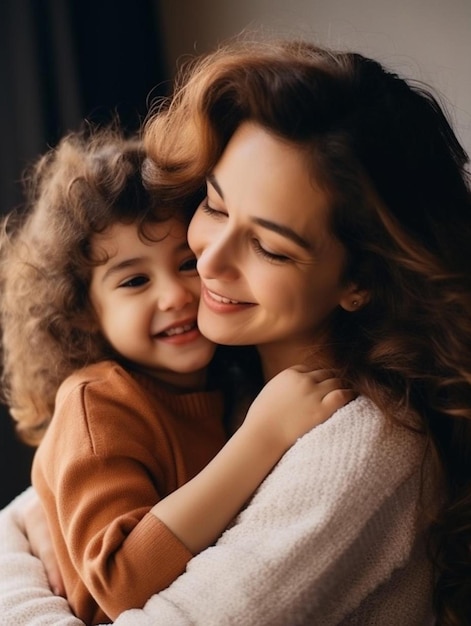 a mother and daughter hug and smile