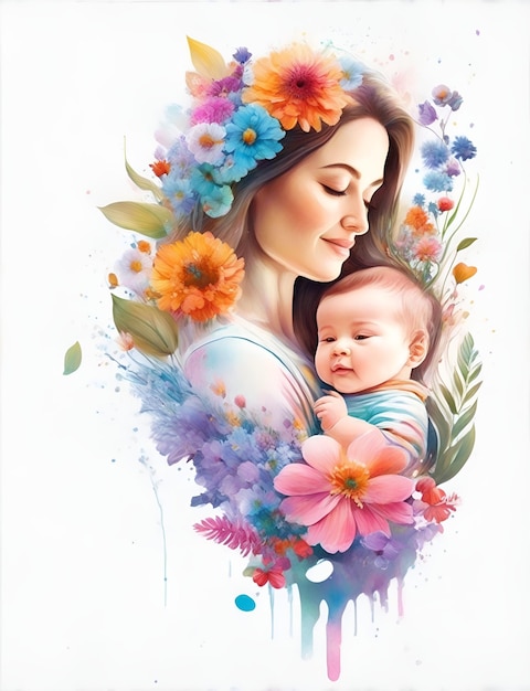 Mother and Daughter Illustration