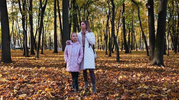 Mother and daughter in the park