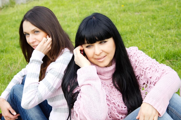 Mother and daughter on the phone