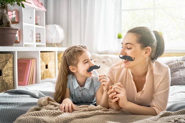 Mother and daughter playing