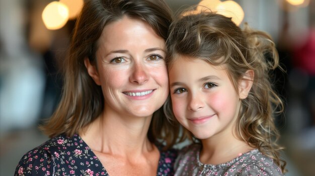 Mother and Daughter Portrait in Warm Indoor Ambience