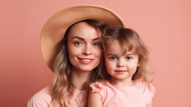 Photo a mother and daughter posing for a photo