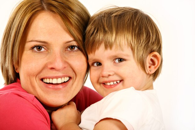 Mother and daughter posing