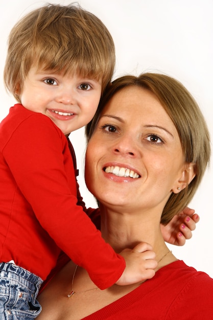 Mother and daughter posing