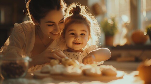 mother and daughter prepare a pie home mom and daughter in kitchen bake a blueberry pie the concept of family home cosiness