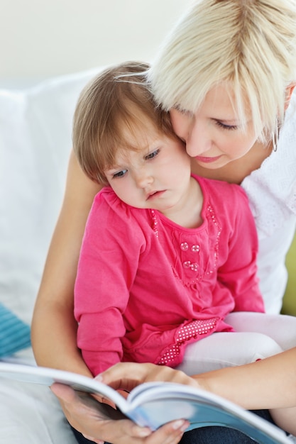 Mother and daughter reading a book