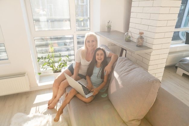 Mother and daughter shopping on internet