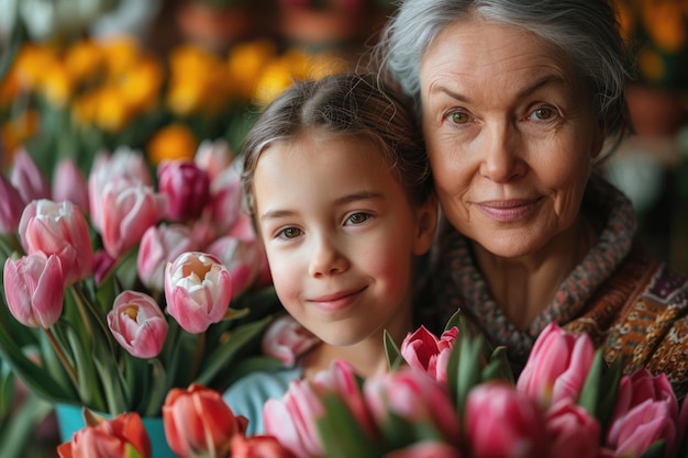 Mother and daughter smiling and hugging family holiday and togetherness ai generated