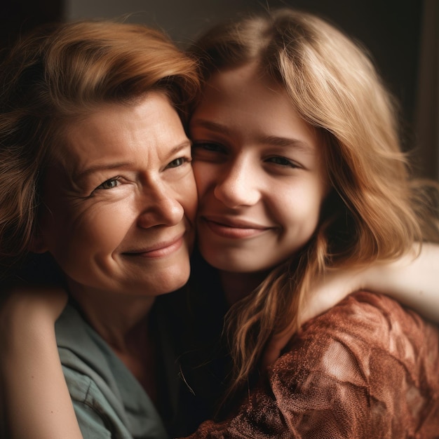 Mother and Daughter Smiling Portrait