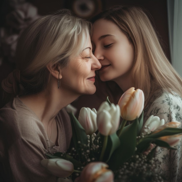 Mother and Daughter Smiling Portrait