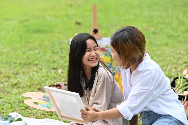 Mother and daughter spending leisure time together at the park