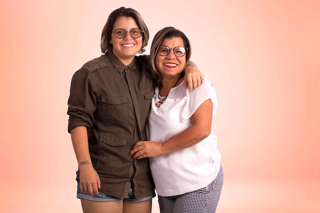 Mother and daughter in studio photos