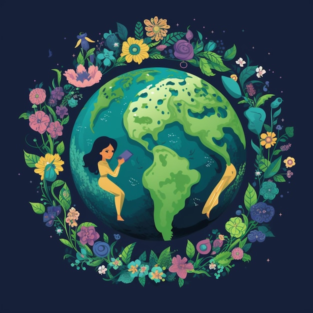 Mother earth day illustration in flat vector style