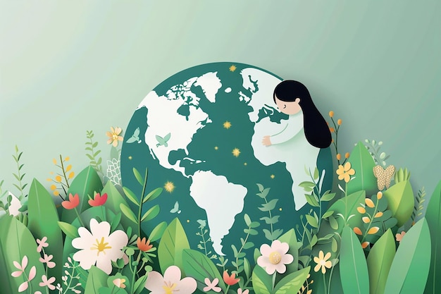 Photo mother earth day tribute vector illustration in white tone