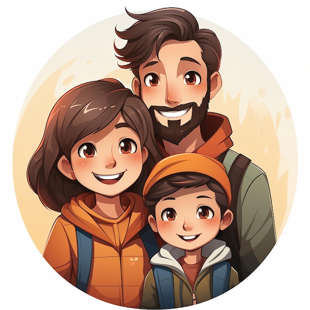 mother father and son cartoon family